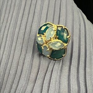 Retired Kendra Scott Gold and Teal Stone Ring